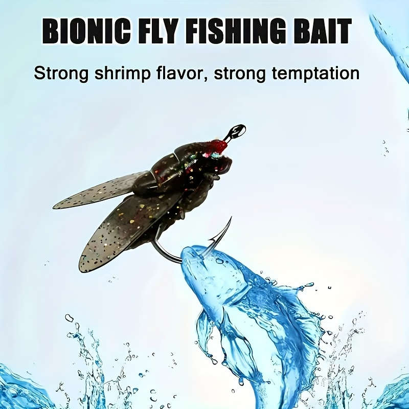 10pcs Bionic Fly Fishing Bait with Wings High-Quality PVC Popper Lures Artificial Insect Bai