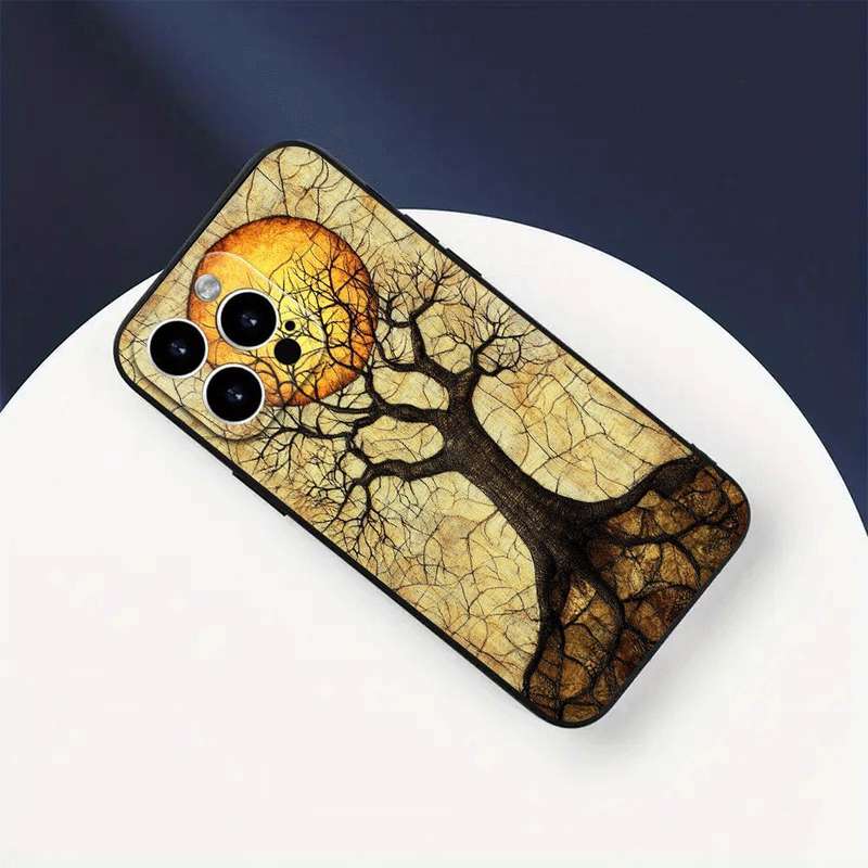 1Pc Black For iPhone 15 Pro Max African Sunset Phone Case