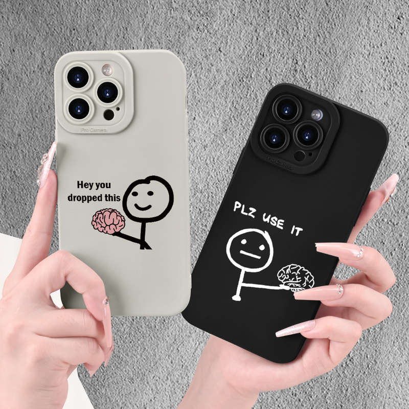 1Pc White For iPhone 13 Black And White Pattern Couple Phone Case