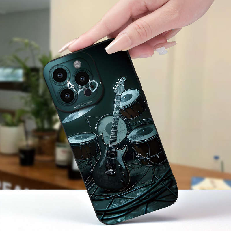 1Pc Black For iPhone XS Max Guitar With Drum Phone Case