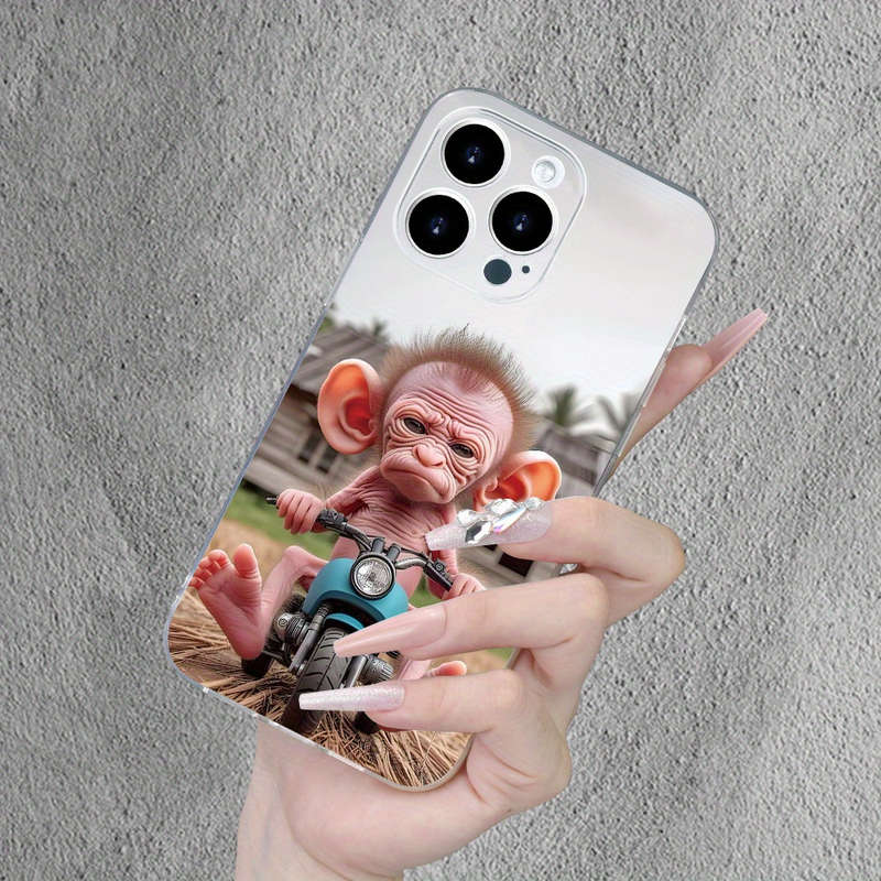 1Pc Transparent For iPhone XR Funny Cute Monkey Phone Case