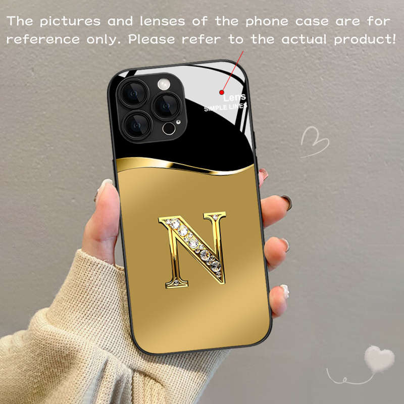 1Pc Mixed Color For iPhone XR Luxury Diamond Letter N Phone Case