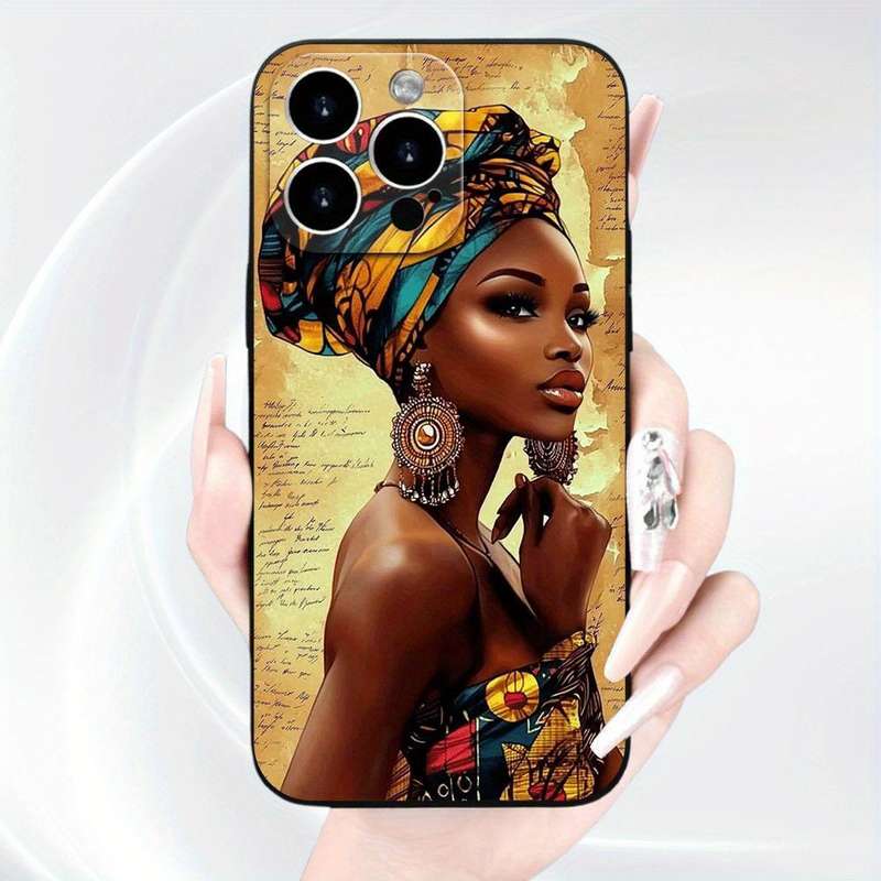 1Pc Black For iPhone 13 African Woman Phone Case