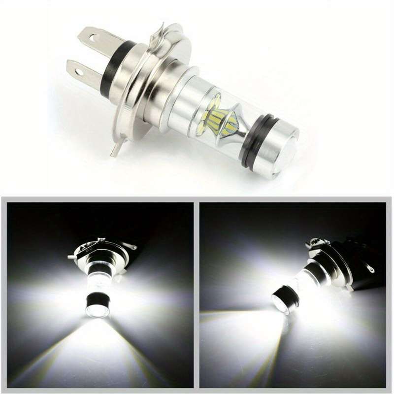 2pcs H4 9003 LED Car Fog Light Bulbs 12V 100W Low Beam 6500K White Light with Lens