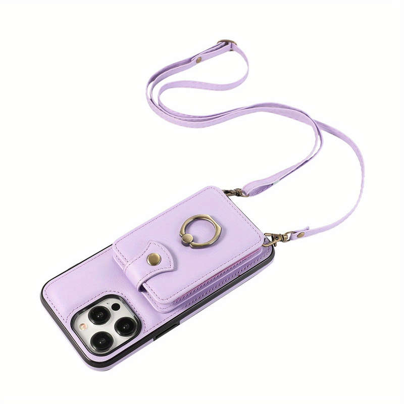 1Pc Purple For iPhone 16 Pro Max Protective Case Wallet Phone Case