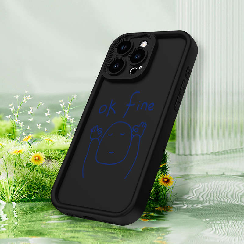 1Pc Black For iPhone 11 Pro Max English Line Pattern Phone Case