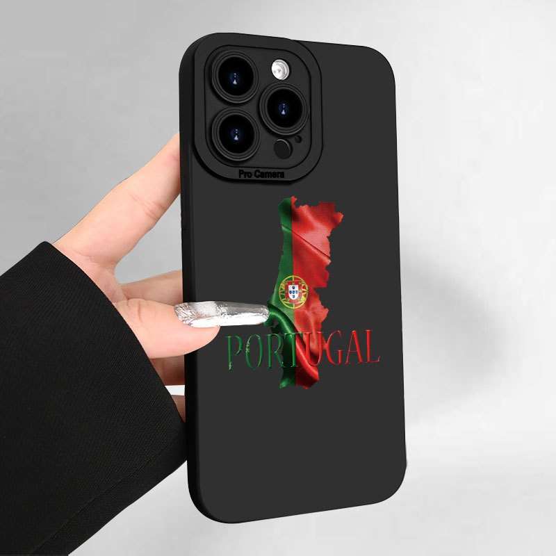 1Pc Black For iPhone XS Max Portuguese Flag Design Phone Case