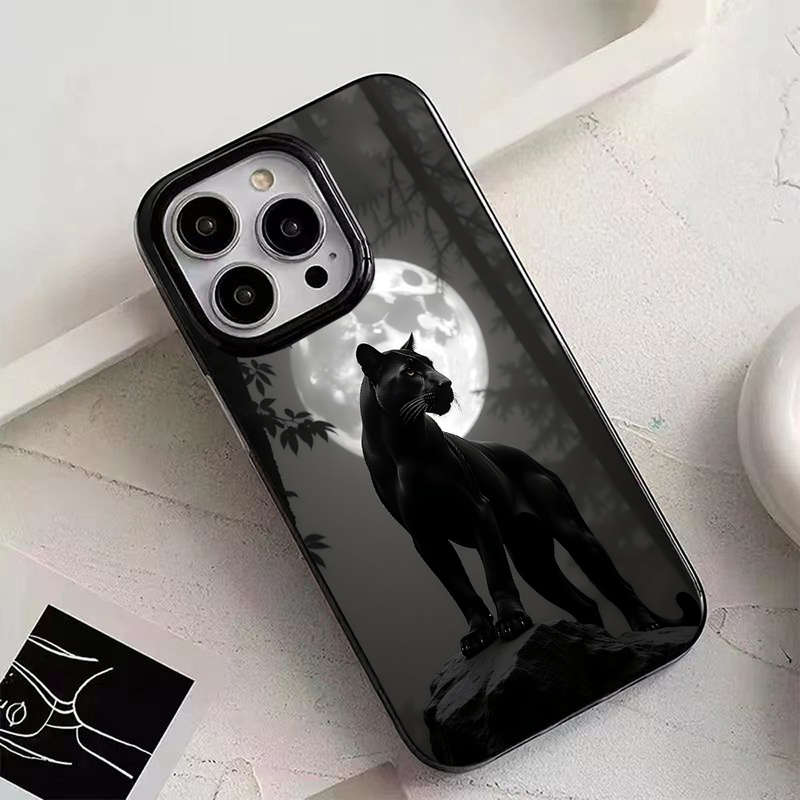 1Pc Black For iPhone 15 Plus Forest Black Panther Phone Case