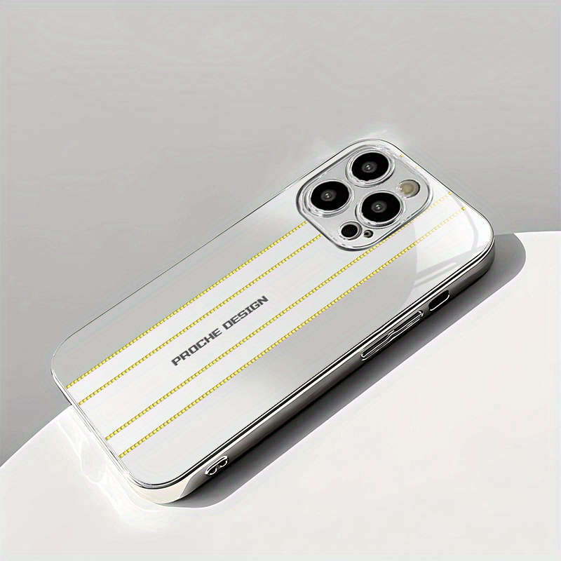 1Pc Silvery For iPhone 16 Pro Max Business Men Phone Case