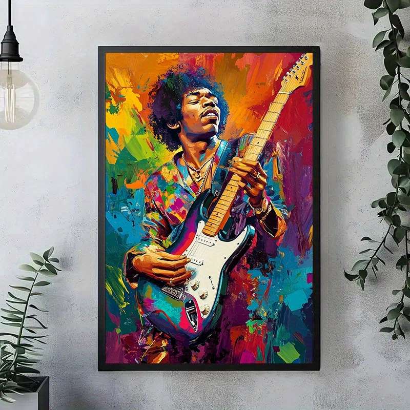 1pc  Vibrant Jimi Hendrix-Inspired Guitar Canvas Art Poster Unframed Wall Decor for Living Roo
