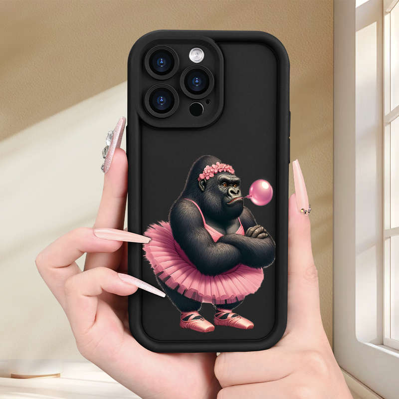1Pc Black For iPhone 13 Mini Dancing Gorilla Phone Case