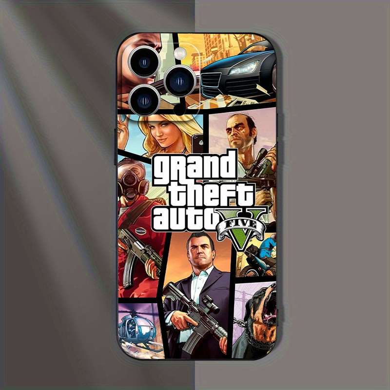 1Pc Black For iPhone 11 GTA5 Simple Thickened Phone Case