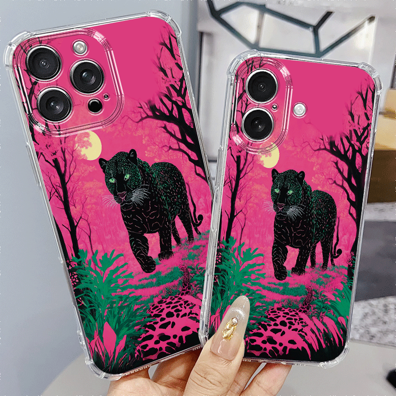 1Pc Mixed Color For iPhone 16 Plus Graffiti African Leopard Phone Case