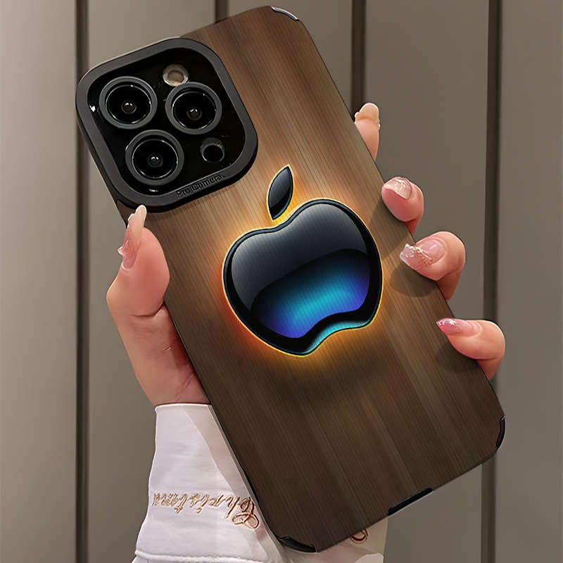1Pc Black For iPhone 12 Pro Max Apple Logo Glow Pattern Phone Case