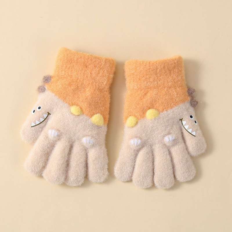 Winter Gloves Color Beige Orange Size 2 To 5Y
