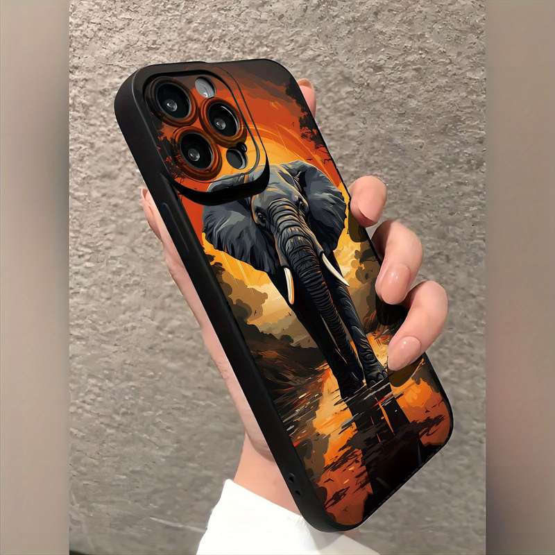 1Pc Black For iPhone XR African Elephants Phone Case