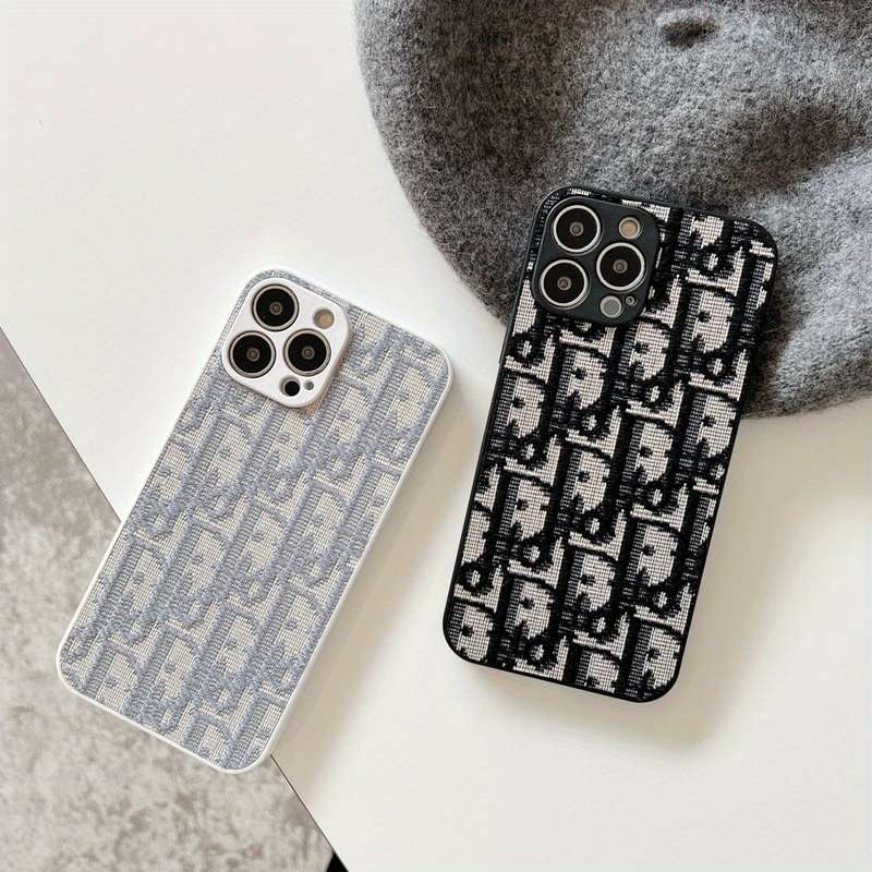1Pc White For iPhone 12 Pro Max Premium Embroidered Phone Case