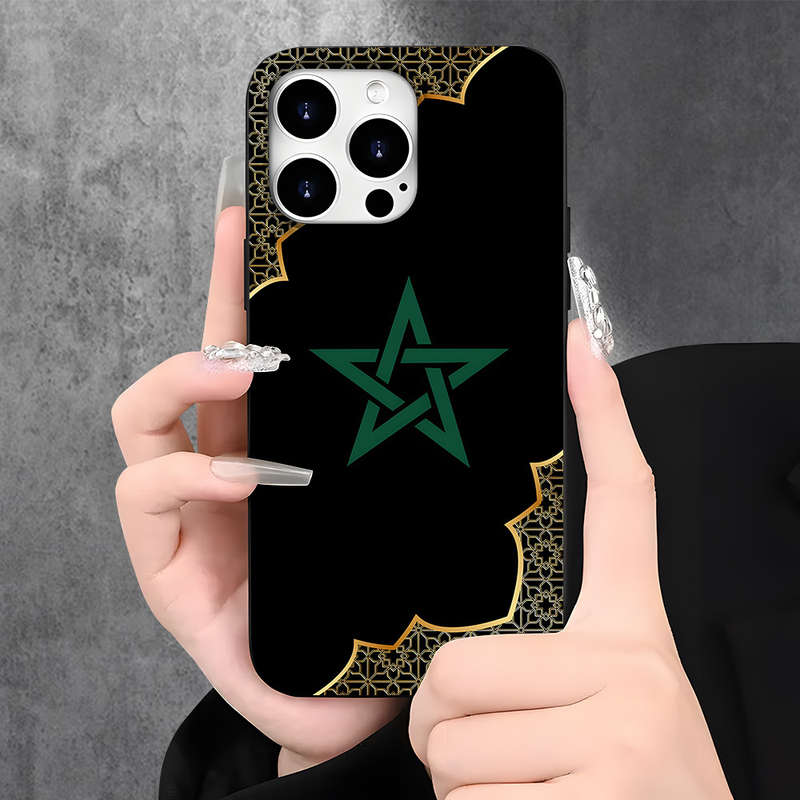 1Pc Black For iPhone 14 Pro Max Cartoon Pattern Phone Case