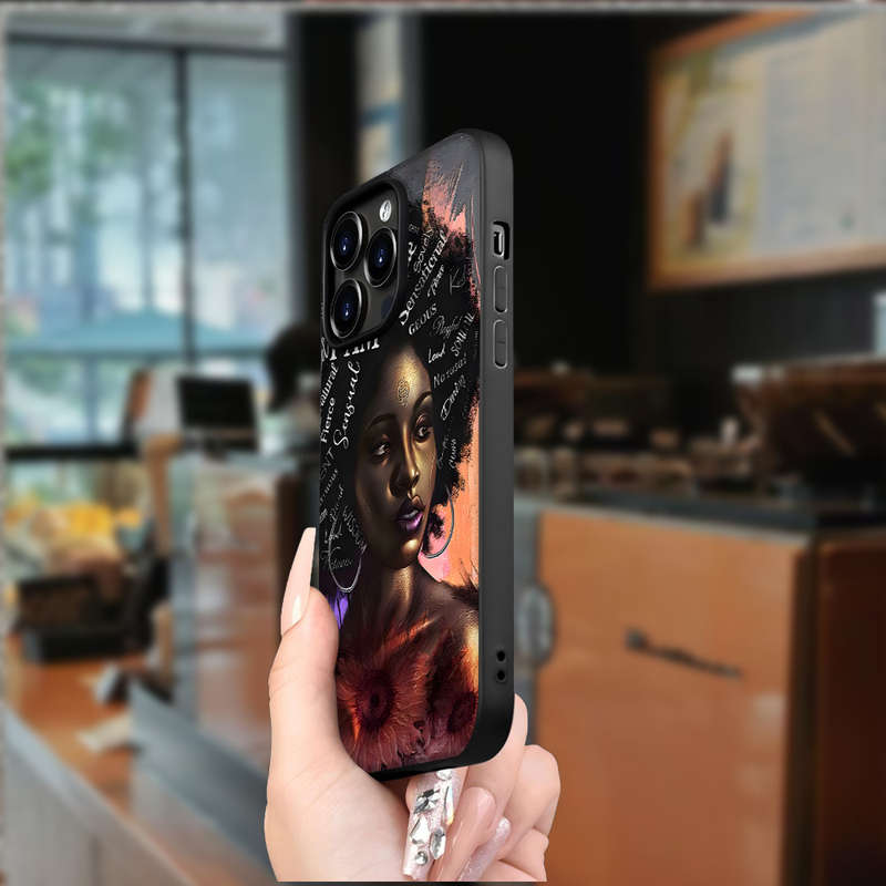 1Pc Black For iPhone X XS African Queen Printed Phone Case