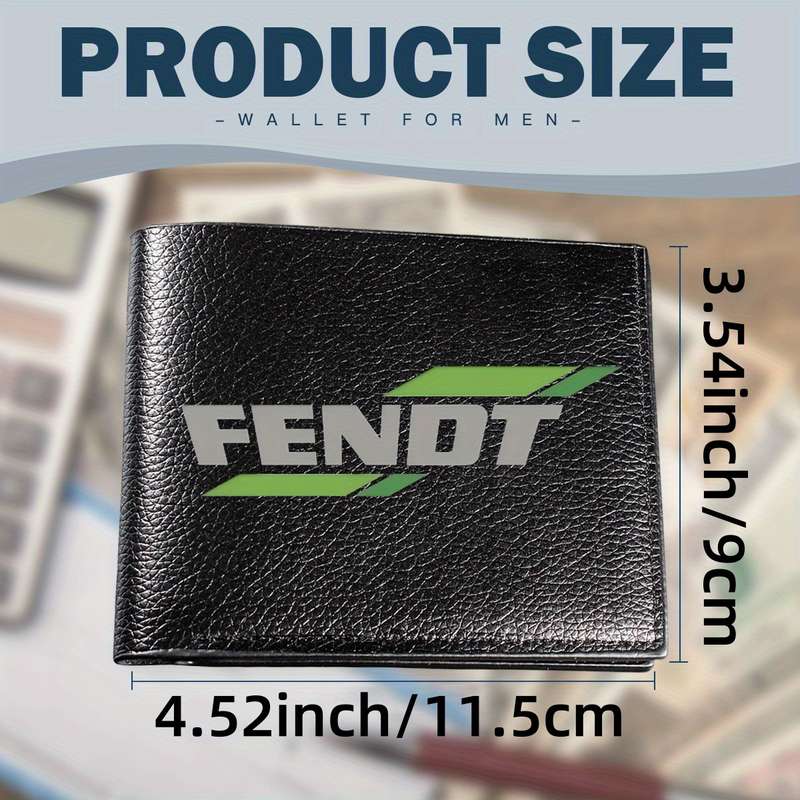 1pc Fendt Men's Faux Leather Bifold WalletBlack Crocodile Texture with Green Logo Multi-Card Sl