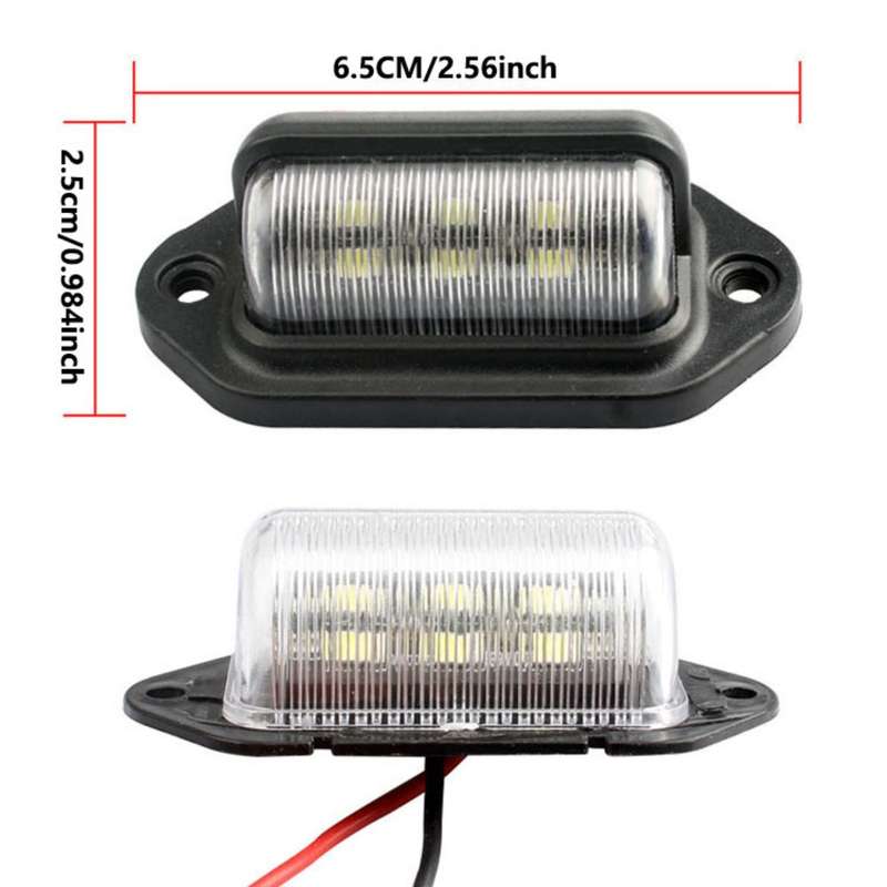 2PCS Xenon White LED License Plate Light 12V-24V DC 6-SMD Lamp For Truck SUV Van RV