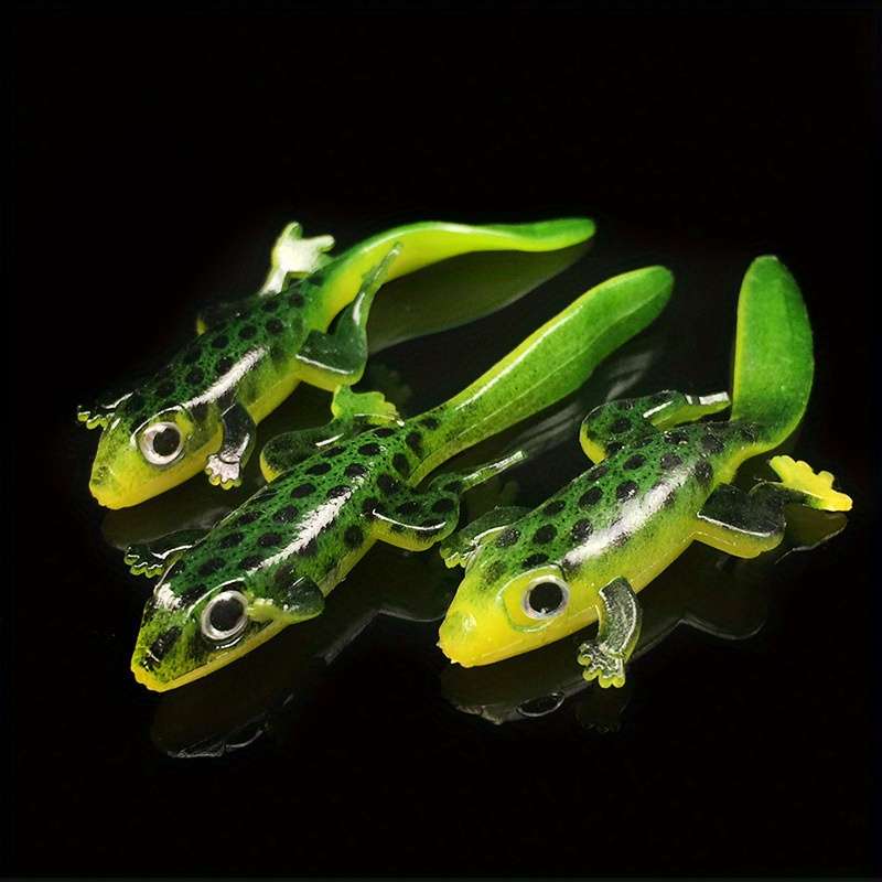 3pcs Bright Lizard-shaped Silicone Soft Baits Suitable for Freshwater and Saltwater Fishing