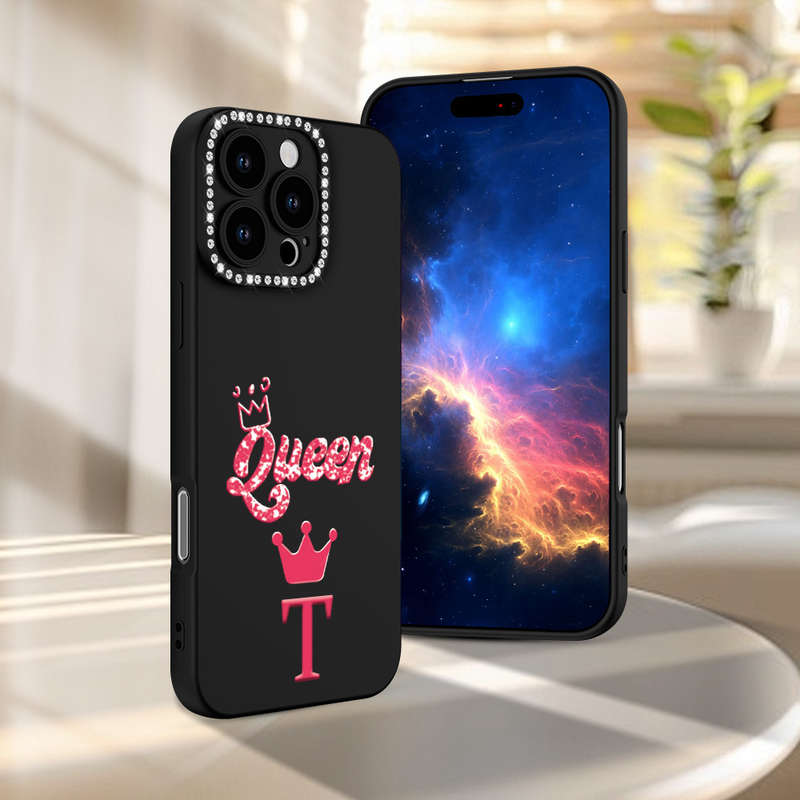 1Pc Black For iPhone 12 Mini Letter T Print Phone Case