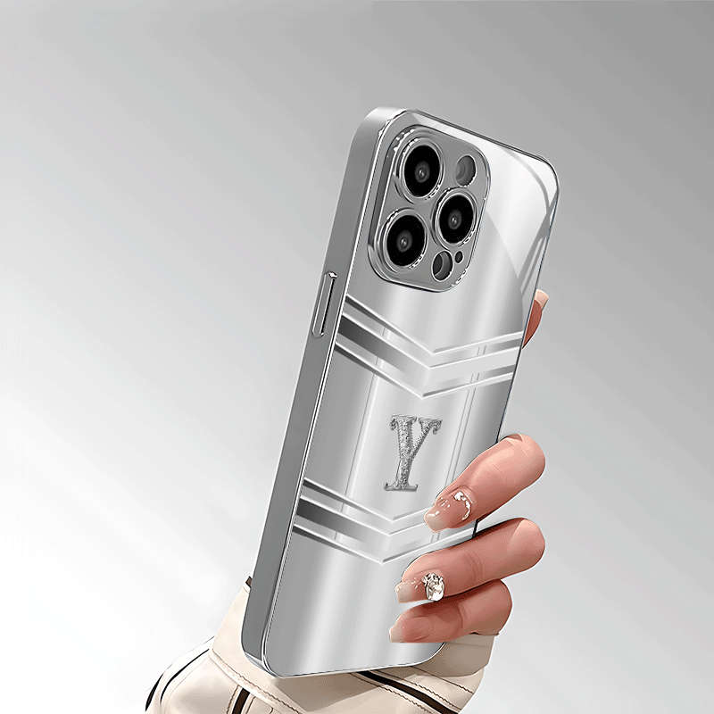 1Pc Silvery For iPhone 13 Pro Max Business Men Letter Y Phone Case