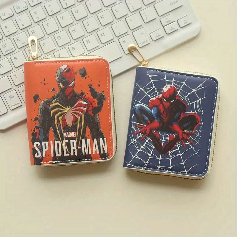 1pc Marvel Themed wallet cartoon printed short zipper purse mini PU card coin Bag and Card ho