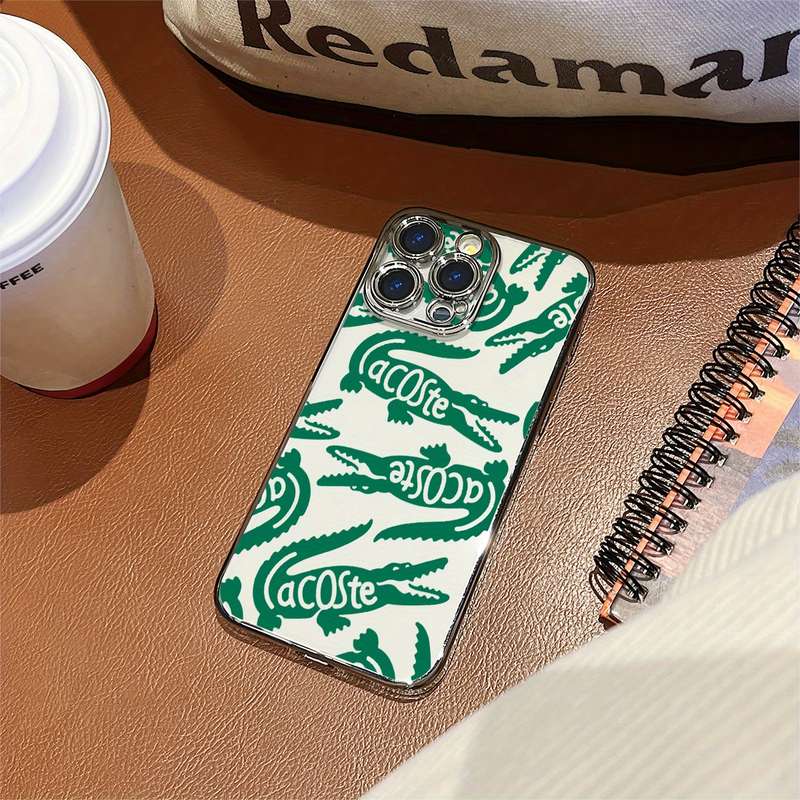 1Pc Transparent Silvery For iPhone 12 Pro Crocodile Pattern Phone Case