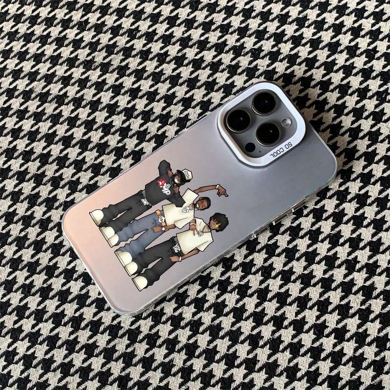 1Pc Silvery For iPhone XS Max Hip Hop Print Metal Phone Case