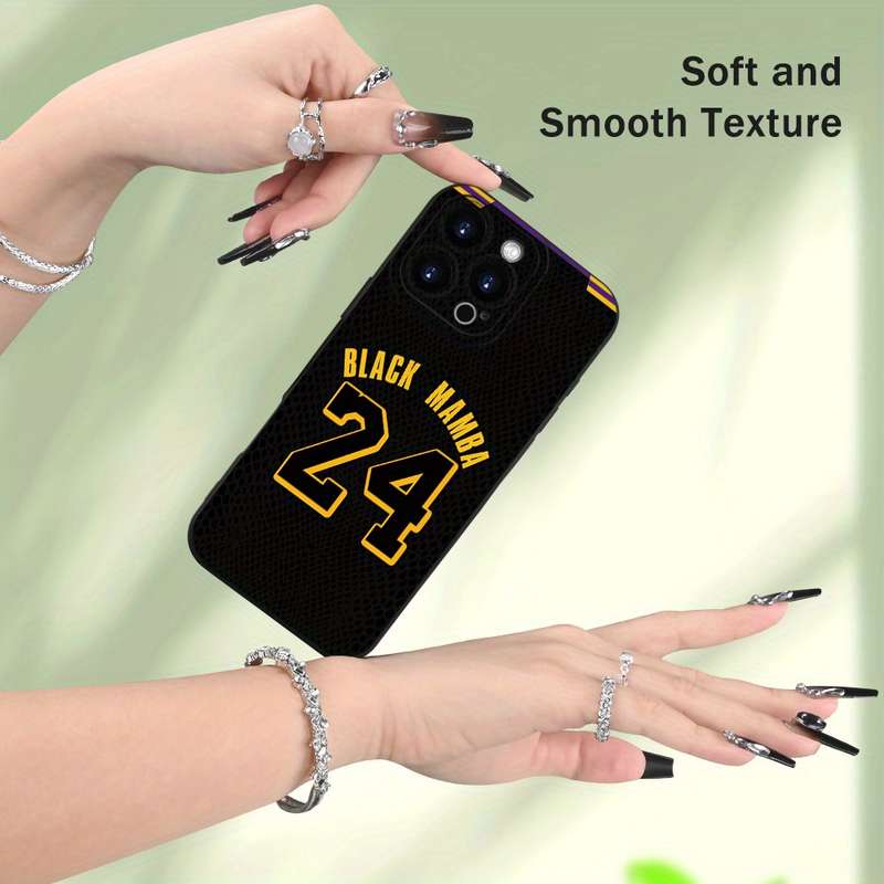 1Pc Black For iPhone 13 Pro Max No 24 Basketball Player Phone Case