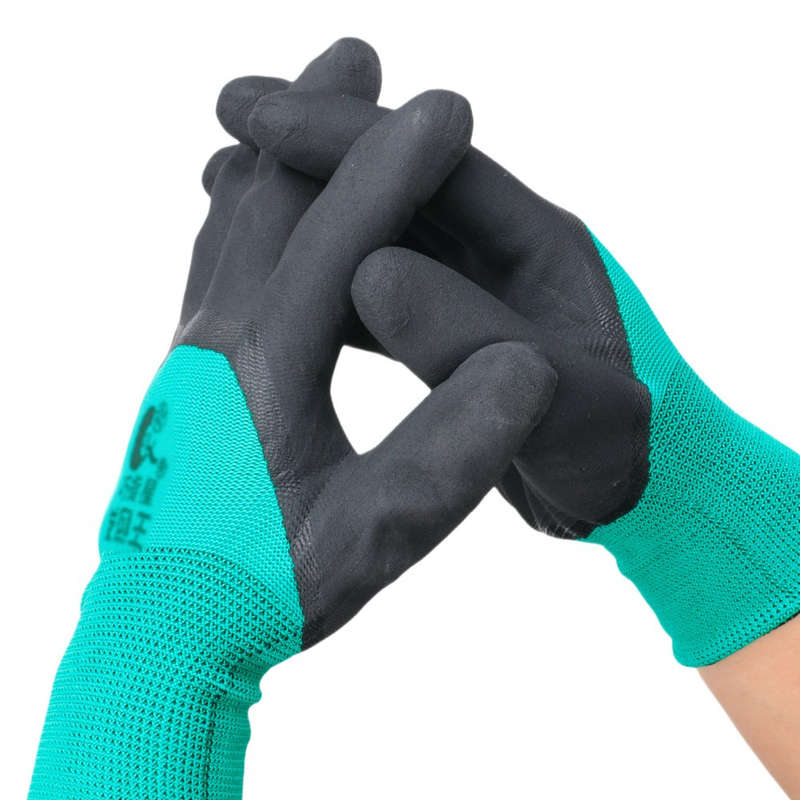 Work Gloves Color Thickened Coating   Green Size 2Pcs 1Pair