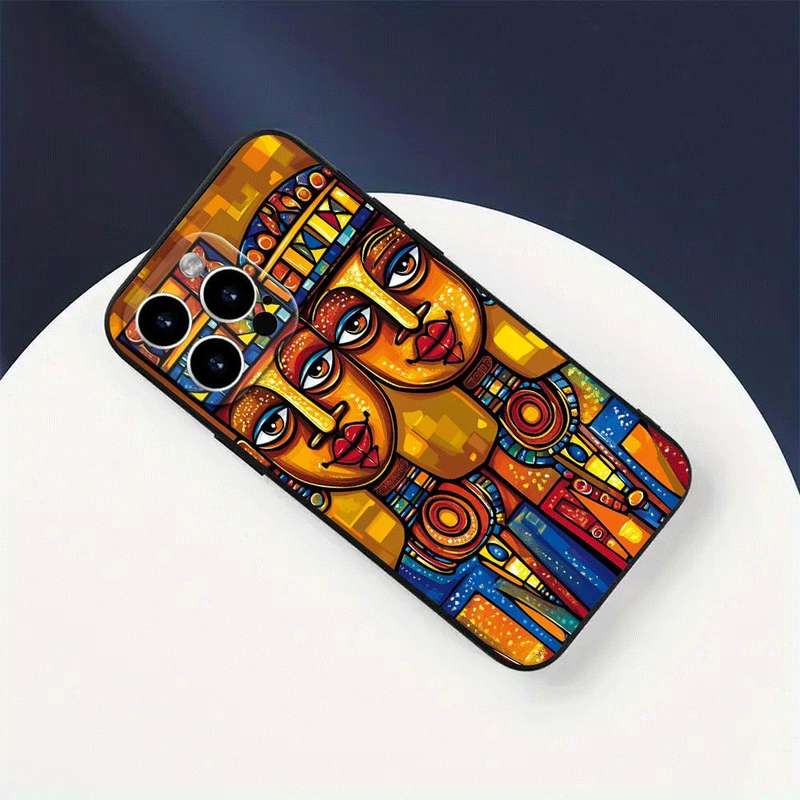 1Pc Black For iPhone 16 Plus African Ceremonial Art Phone Case