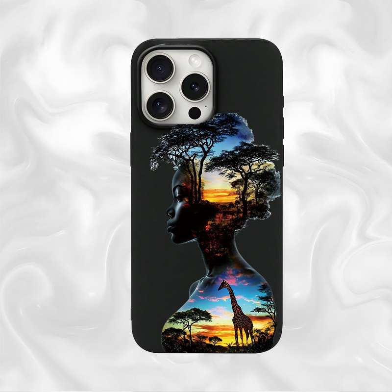 1Pc Black For iPhone 7 Plus 8 Plus Sunset African Beauty Phone Case