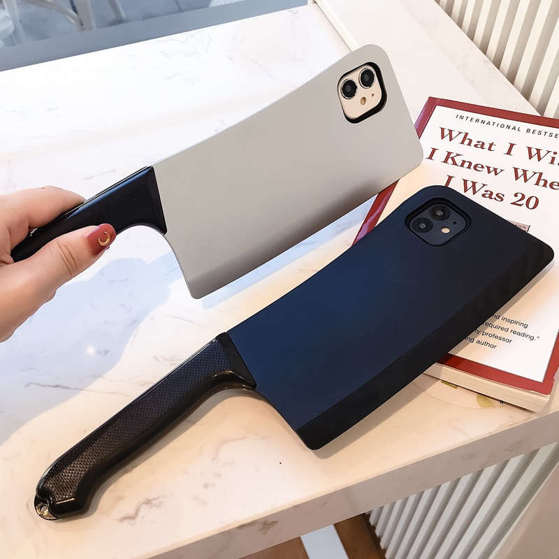 1Pc Silvery For iPhone 14 Plus Toy Kitchen Knife Phone Case