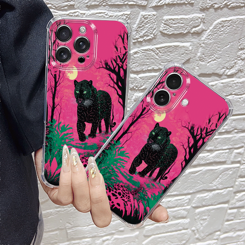 1Pc Mixed Color For iPhone 16 Plus Graffiti African Leopard Phone Case