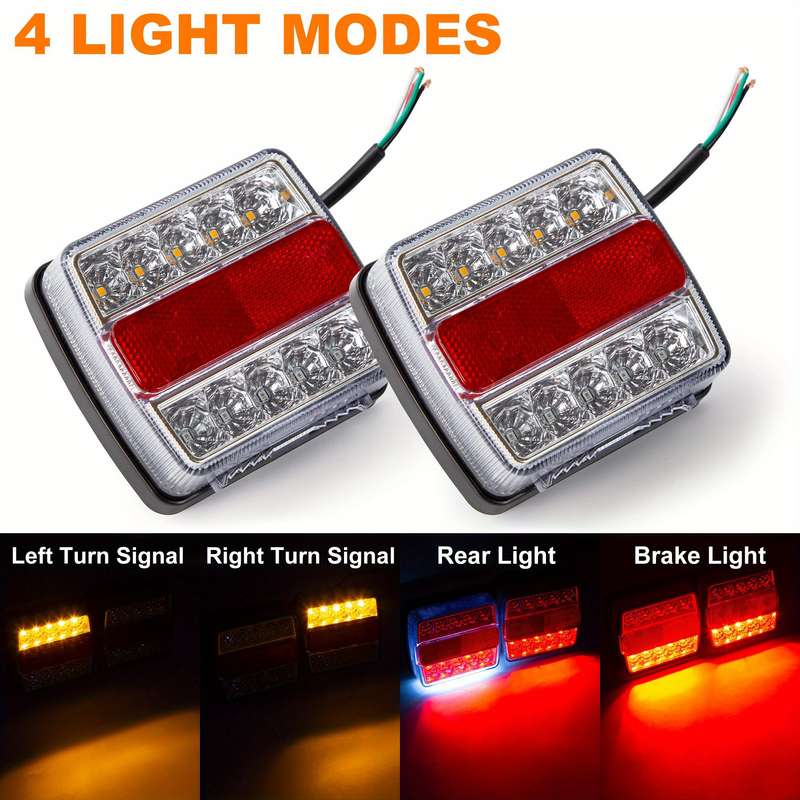 2pcs Magnetic LED Light Kit for Trailers Featuring Turn Signals And License Plate Il
