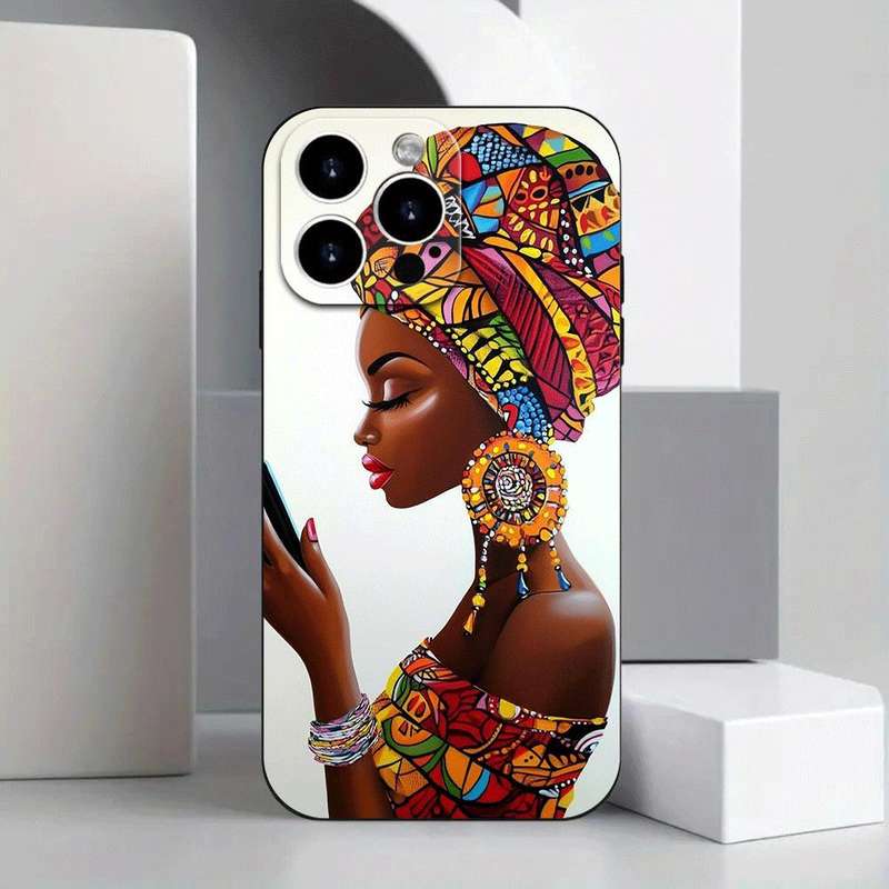 1Pc Black For iPhone 11 Pro Max Beautiful African Girl Phone Case