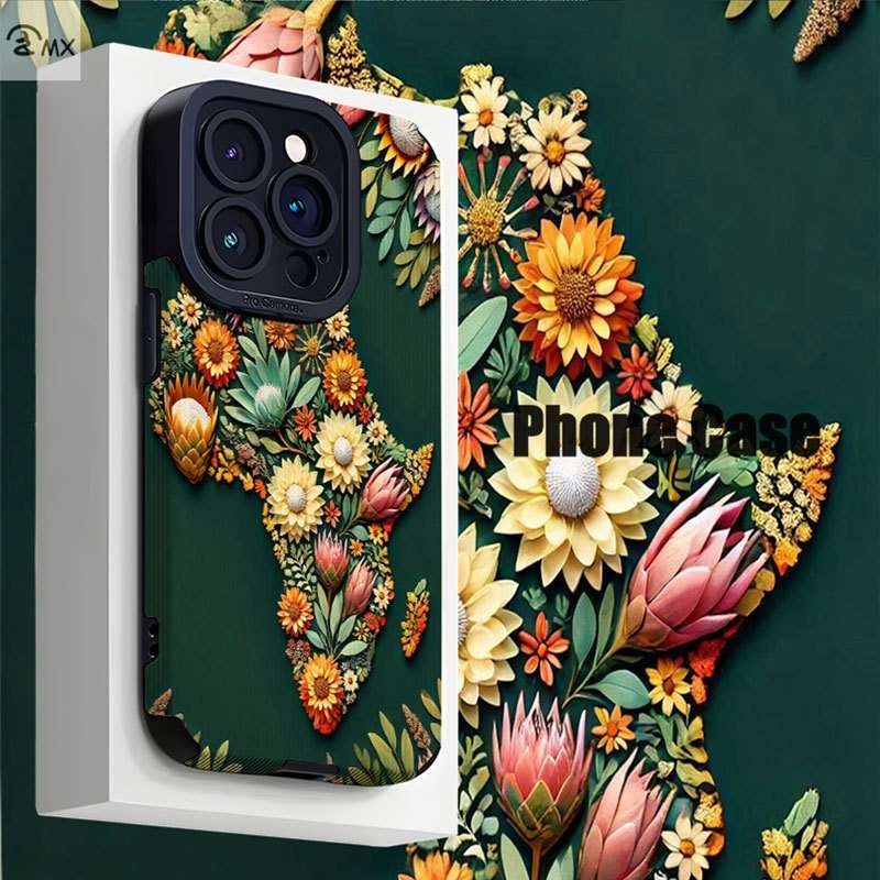 1Pc Mixed Color For iPhone 14 Plus African Map Phone Case