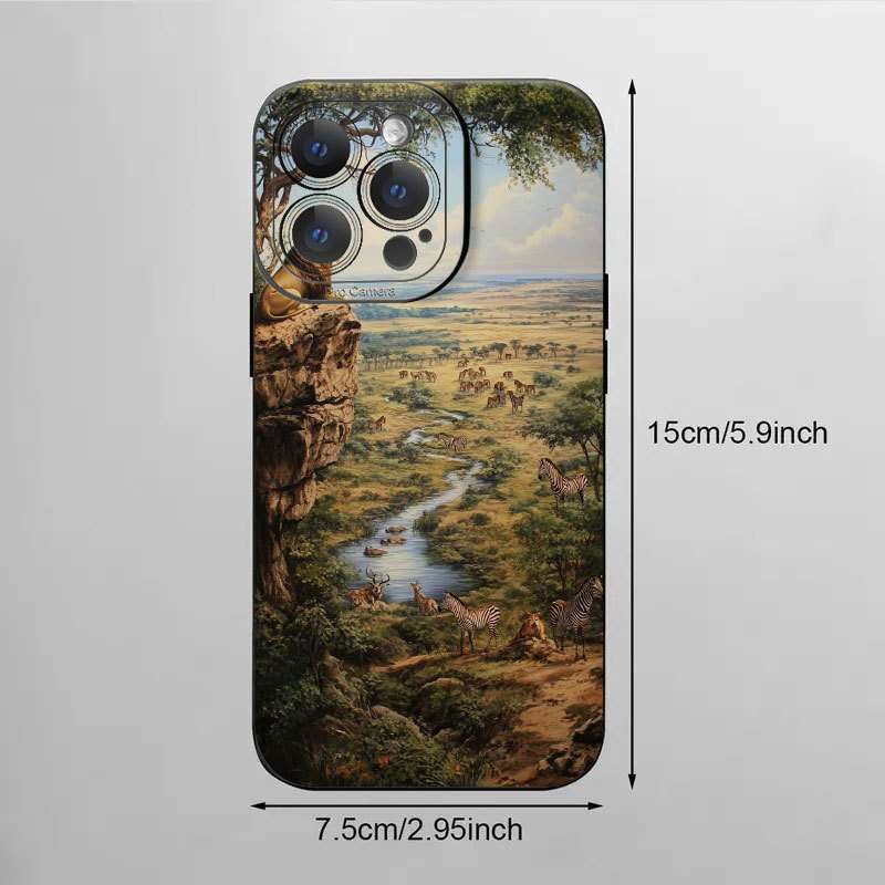1Pc Black For iPhone 11 Pro Max Wildlife African Savanna Phone Case