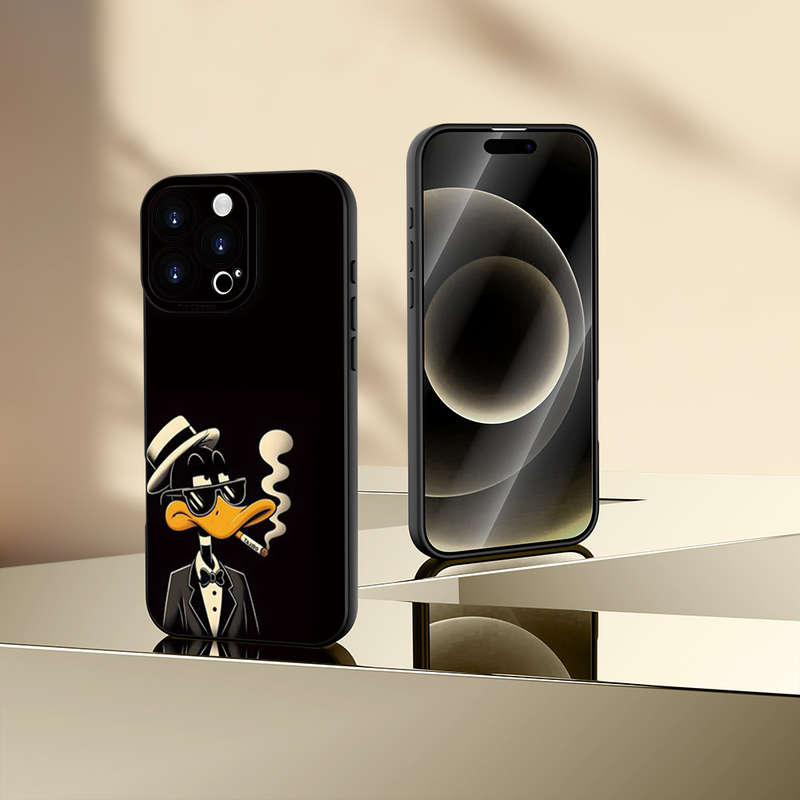 1Pc Black For iPhone 12 Unique Duck Designs Phone Case