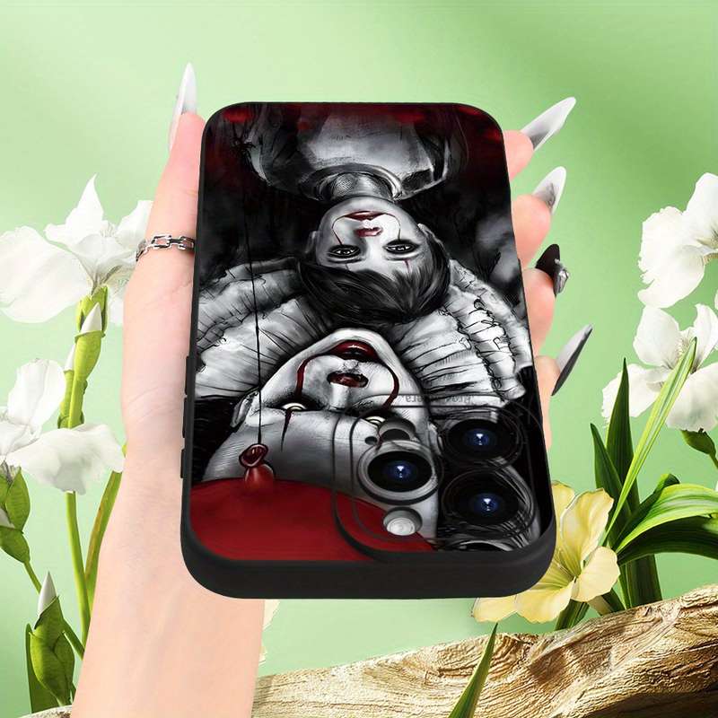 1Pc Black For iPhone XR Horror Clown And Little Girl Phone Case
