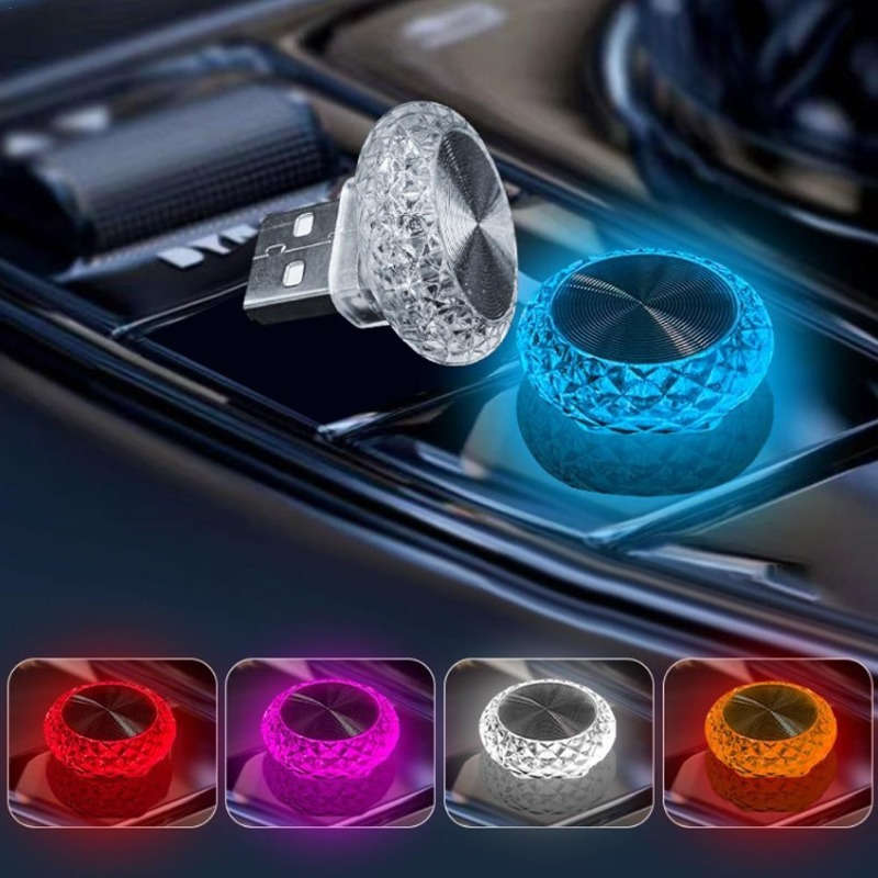 1pc Portable Car USB Ambient Light Mini LED Decorative Atmosphere Lamps for Auto Inte