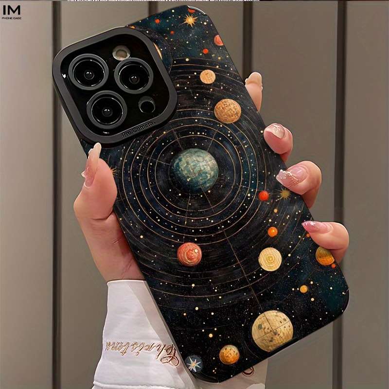 1Pc Black For iPhone 13 Solar System Planet Phone Case