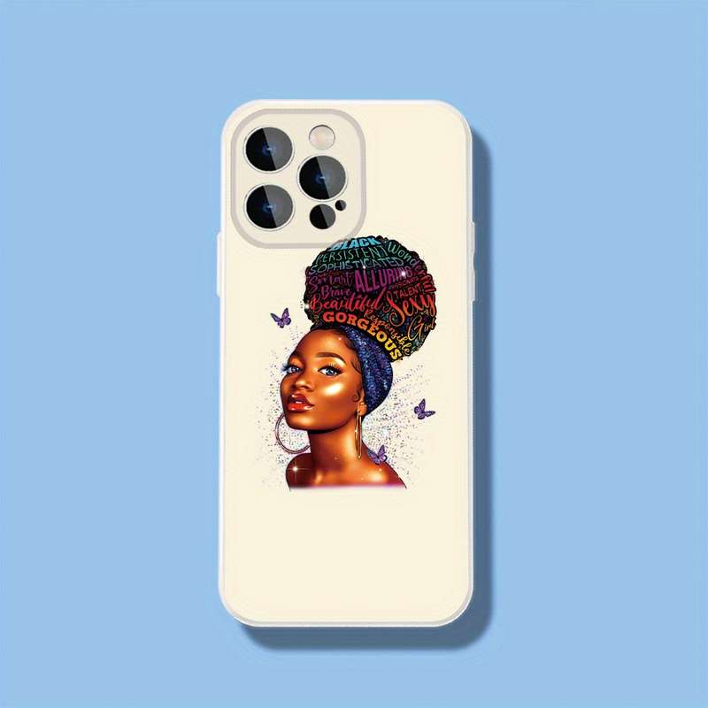 1Pc Black For iPhone 15 Pro Max Empowered Woman Phone Case