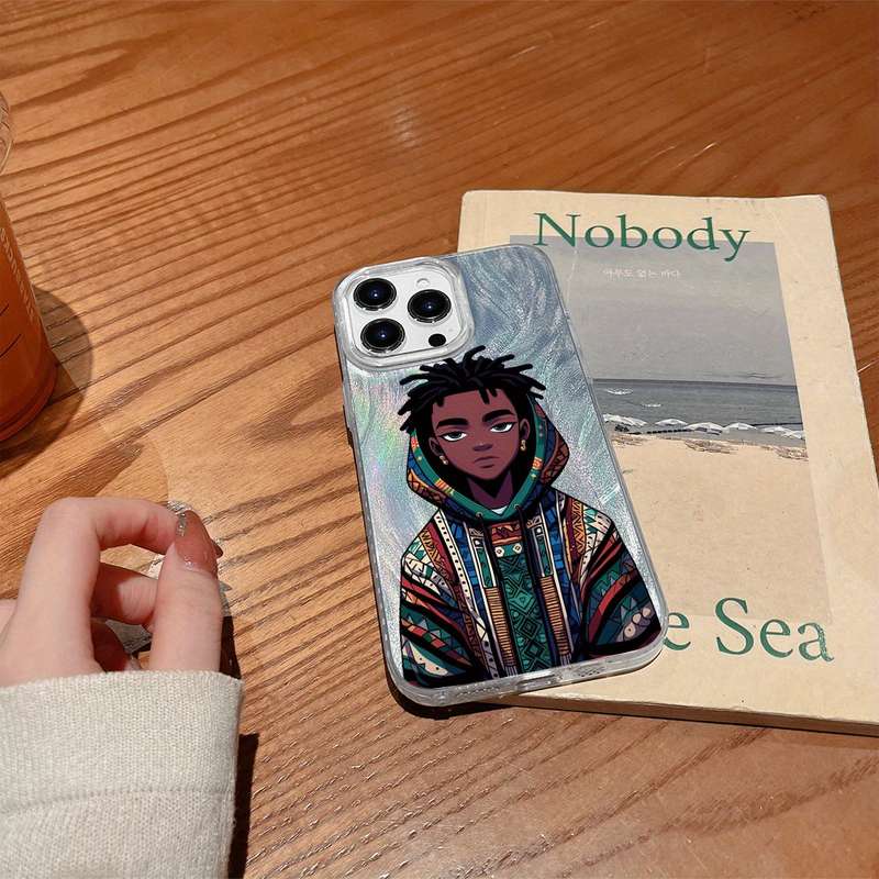 1Pc Transparent For iPhone 15 Plus African Youth Phone Case