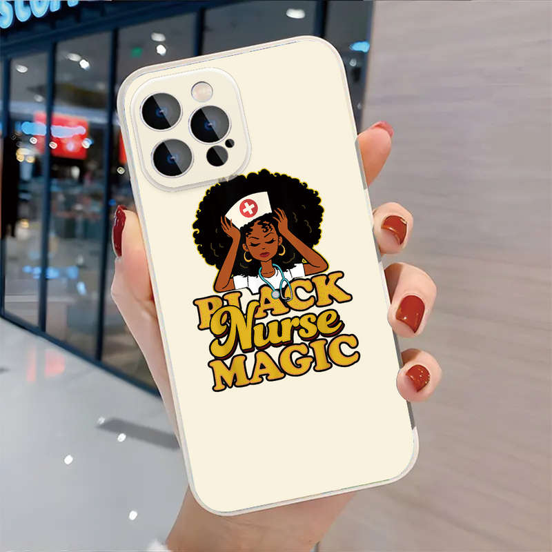 1Pc Black For iPhone 14 Nurse Magic African Phone Case