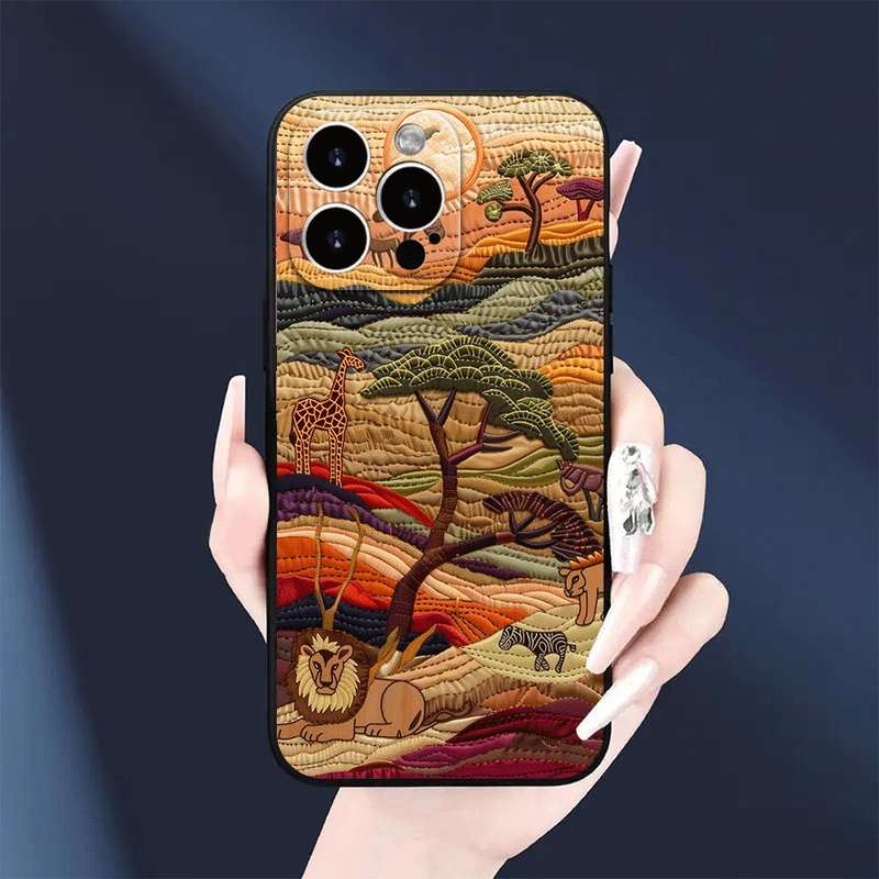 1Pc Black For iPhone 15 Pro Max African Wildlife Phone Case