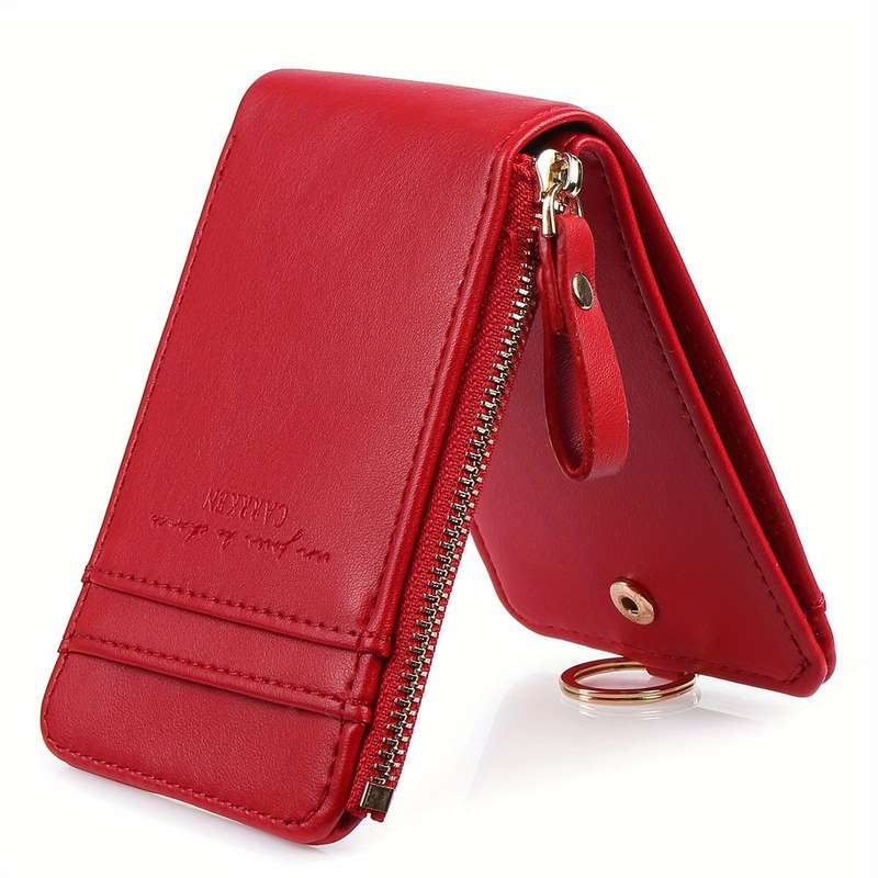 1pc CarrKen Elegant Compact Womens Wallet with Multiple Zippers Snap Buttons Large Capacity for